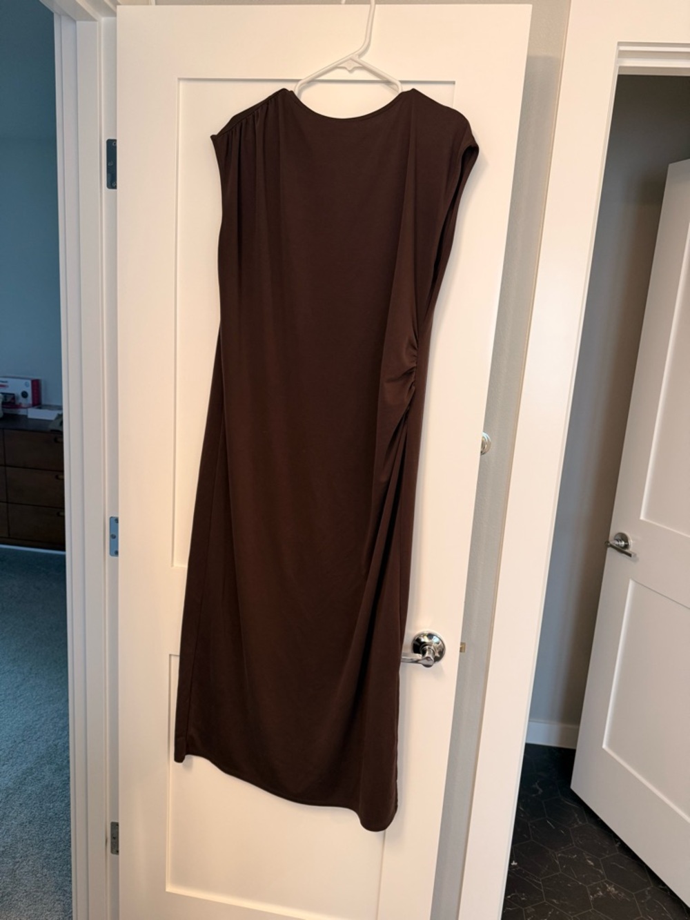 next Maternity Scoop Neck Dress in Chocolate Brown - Picture 7 of 8